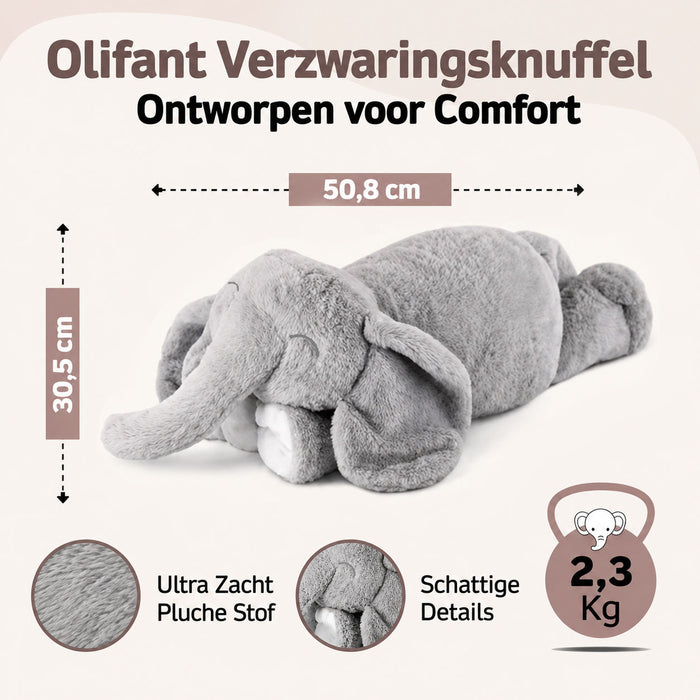 Verzwaringsknuffel Olifant - Verzwaarde Knuffel - 51cm - 2,3kg