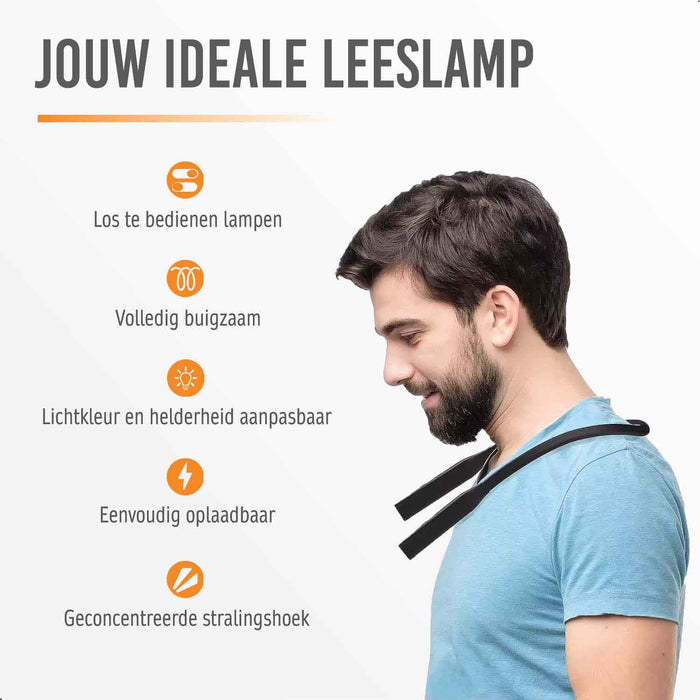 Led-leeslamp voor de hals, oplaadbaar, 360 graden verstelbaar, voor lezen, breien, kamperen en repareren Led-leeslamp voor de hals, oplaadbaar, 360 graden verstelbaar, voor lezen, breien, kamperen en repareren