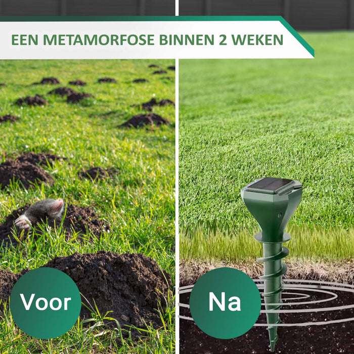 Mollenverjager op Zonne-energie – Diervriendelijk – Mollenbestrijding - 2 stuks