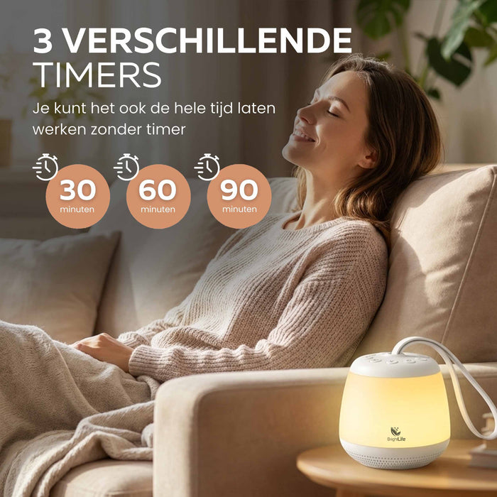 Whitenoise machine - witte ruis - portable  -  met nachtlamp